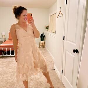 NWT Marchesa Notte Light Pink Floral Appliqué Maxi Dress Gown 8